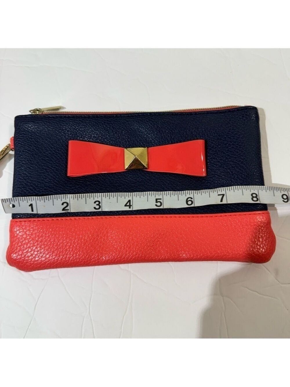 Mix No. 6 Orange and Blue Wristlet with Bow Accent - Picture 3 of 6